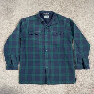 L.L. Bean Shirt Mens Size Medium Plaid Long Sleeve Button Up Fleece Lined 250393